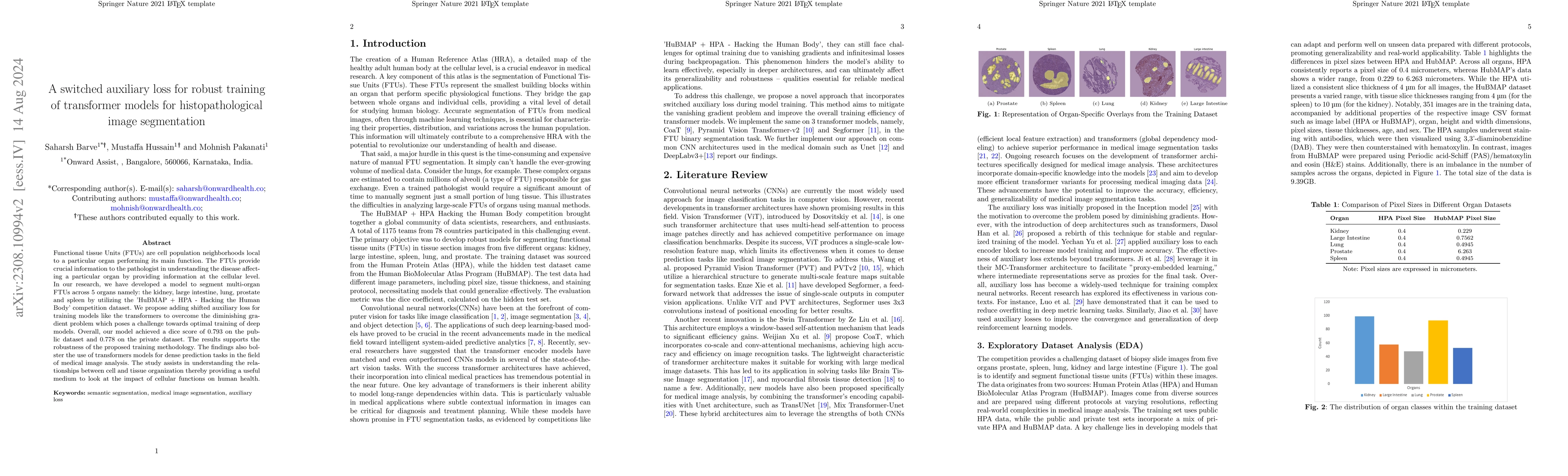 Thumbnail for Switched auxiliary loss for robust training of transformer models for
  histopathological image segmentation