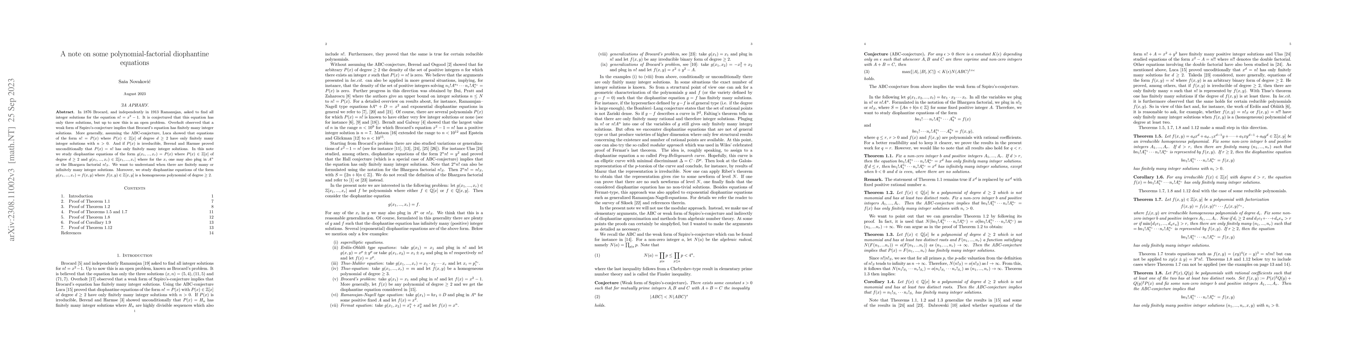 Thumbnail for A note on some polynomial-factorial diophantine equations