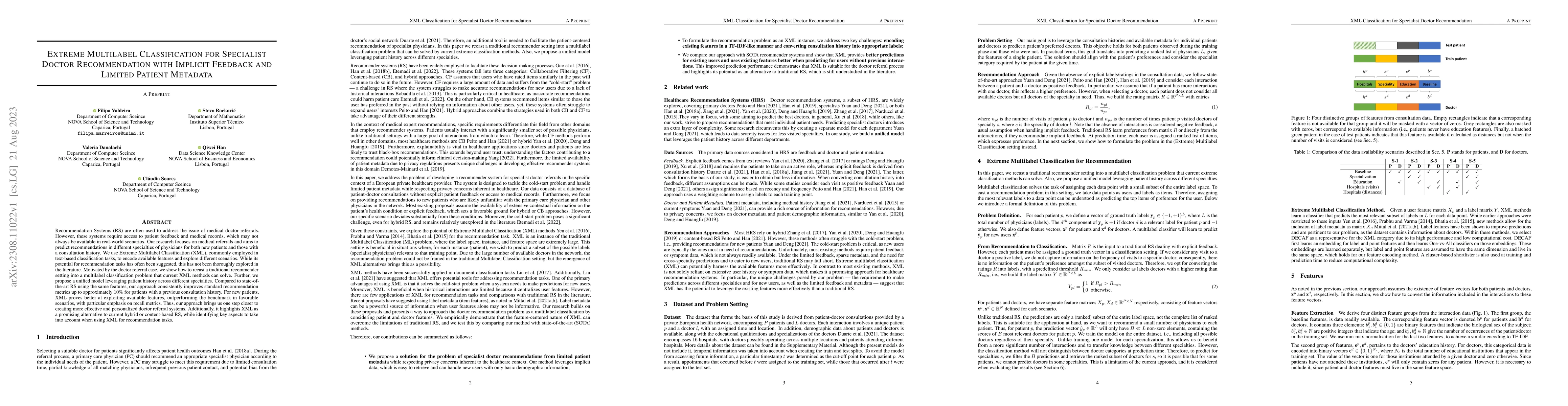 Thumbnail for Extreme Multilabel Classification for Specialist Doctor Recommendation
  with Implicit Feedback and Limited Patient Metadata