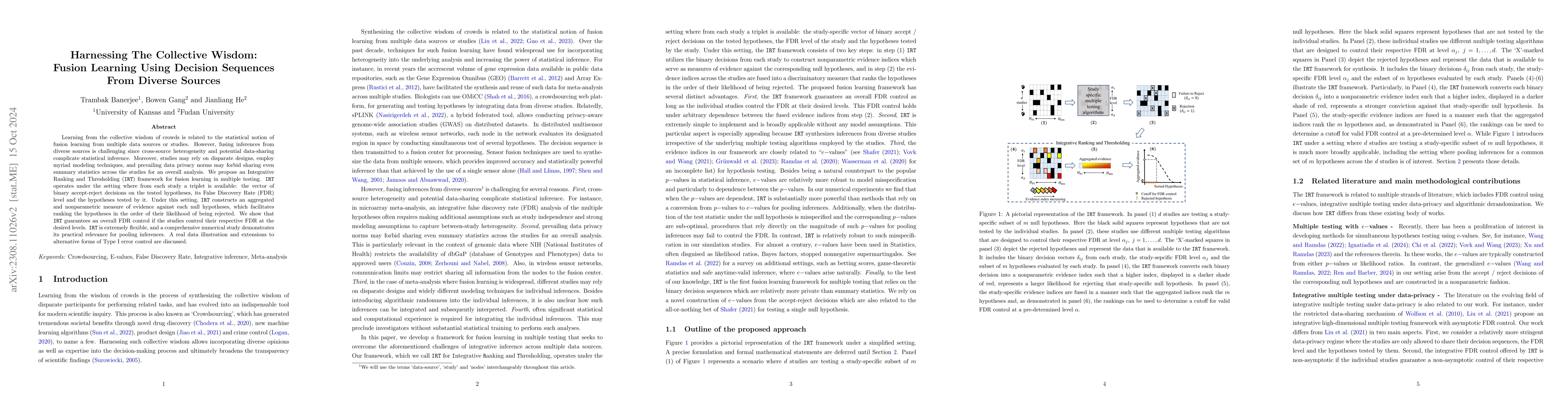 Thumbnail for Harnessing The Collective Wisdom: Fusion Learning Using Decision
  Sequences From Diverse Sources