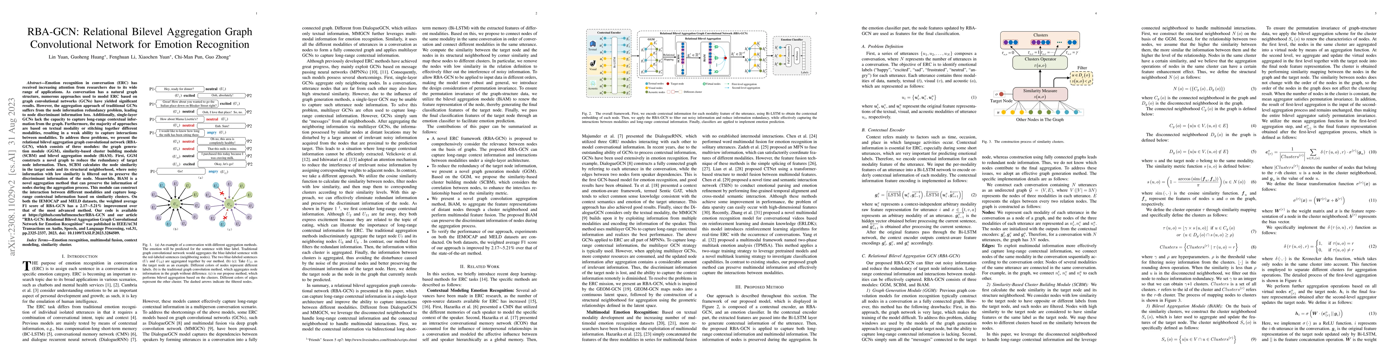 Thumbnail for RBA-GCN: Relational Bilevel Aggregation Graph Convolutional Network for
  Emotion Recognition