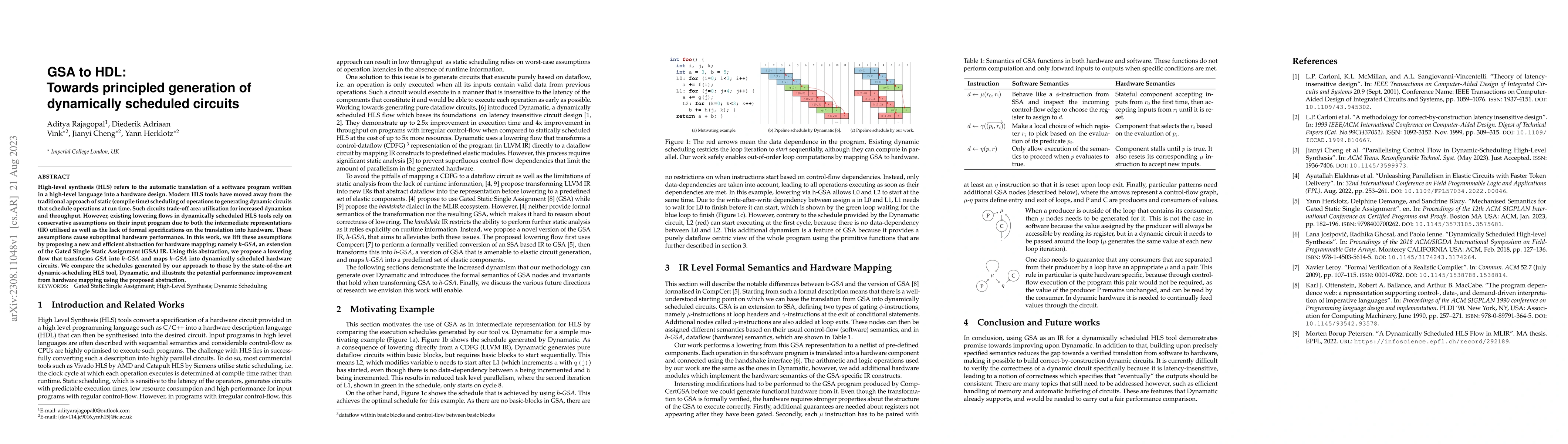 Thumbnail for GSA to HDL: Towards principled generation of dynamically scheduled
  circuits
