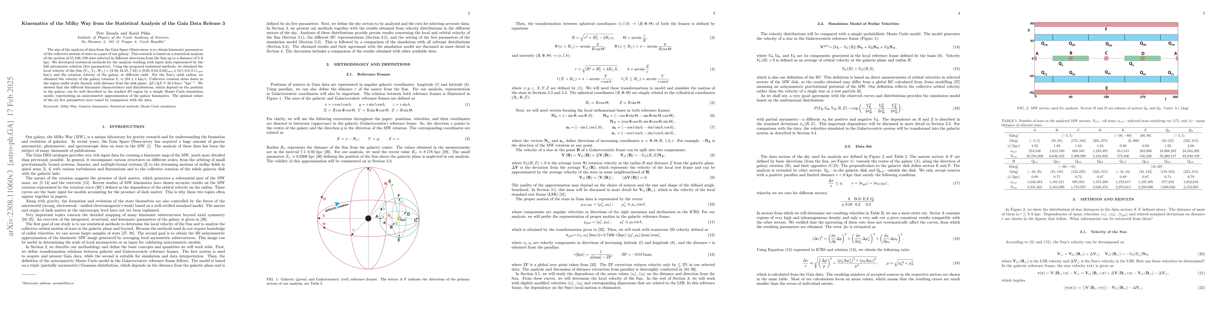 Thumbnail for Kinematics of the Milky way from the statistical analysis of the Gaia
  Data Release 3