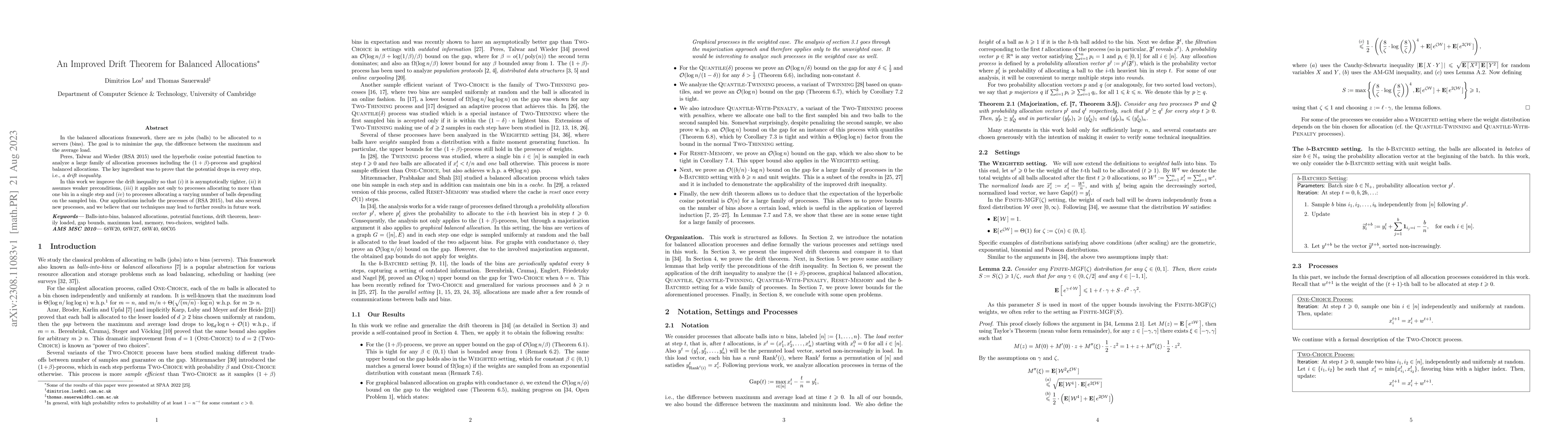 Thumbnail for An Improved Drift Theorem for Balanced Allocations
