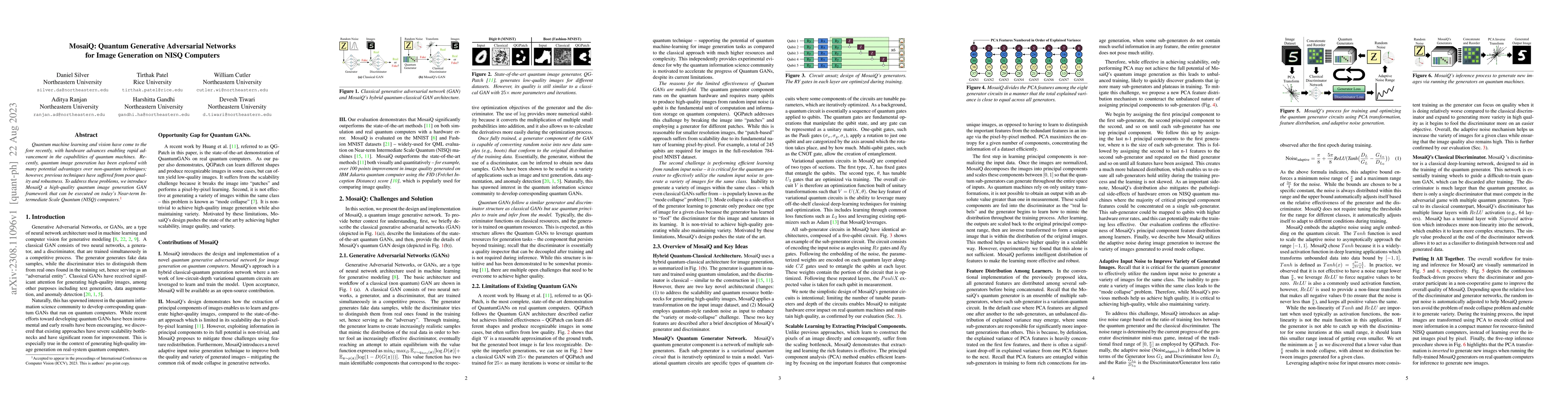 Thumbnail for MosaiQ: Quantum Generative Adversarial Networks for Image Generation on
  NISQ Computers