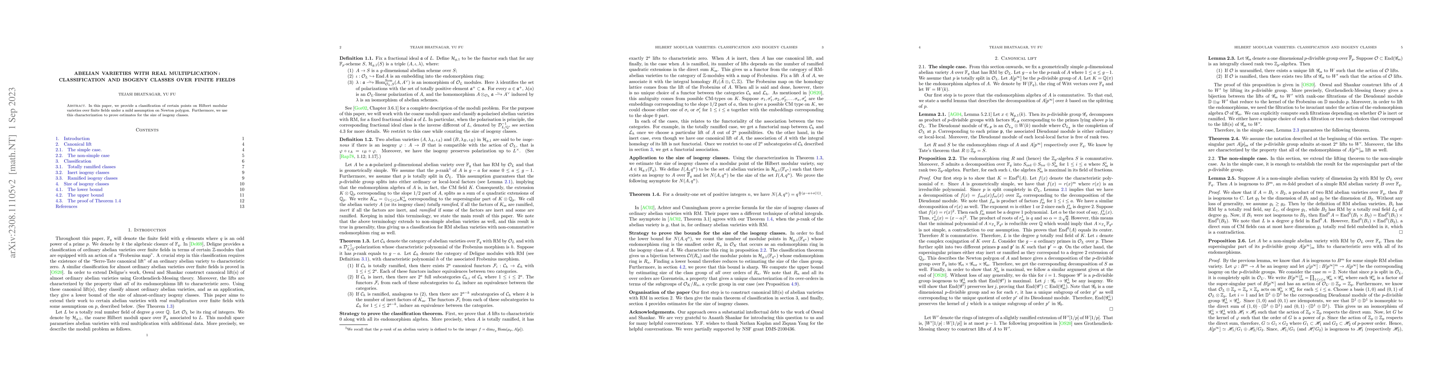 Thumbnail for Abelian varieties with real multiplication: classification and isogeny
  classes over finite fields