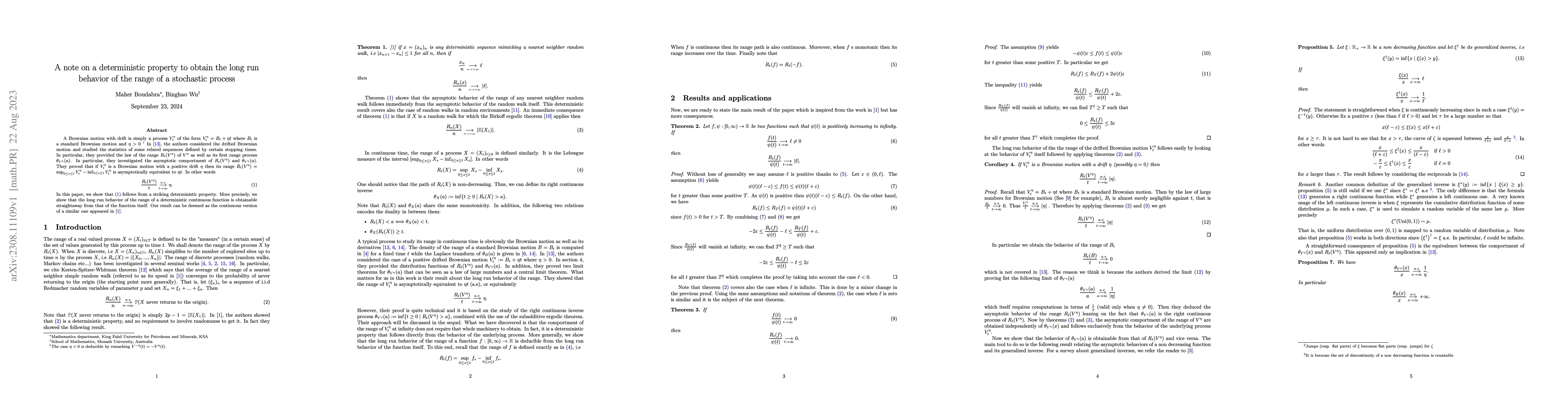 Thumbnail for A note on a deterministic property to obtain the long run behavior of
  the range of a stochastic process
