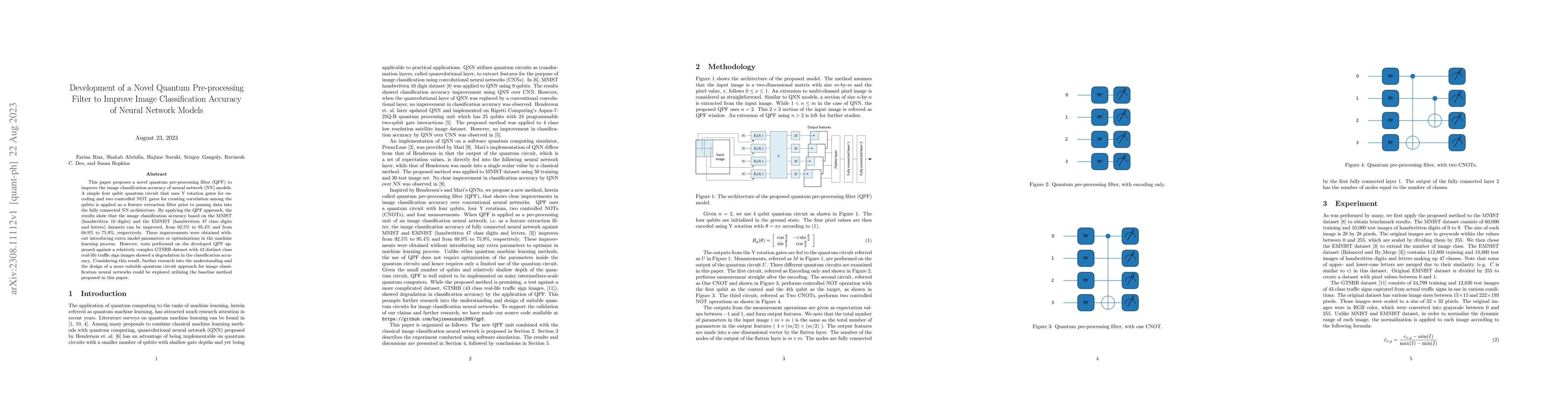 Thumbnail for Development of a Novel Quantum Pre-processing Filter to Improve Image
  Classification Accuracy of Neural Network Models