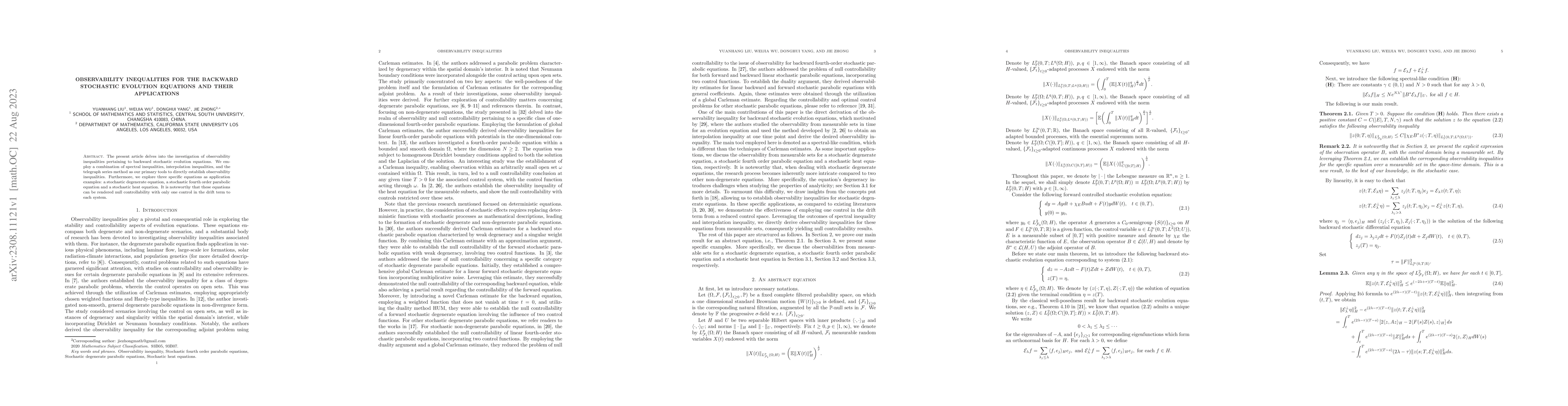 Thumbnail for Observability inequalities for the backward stochastic evolution
  equations and their applications
