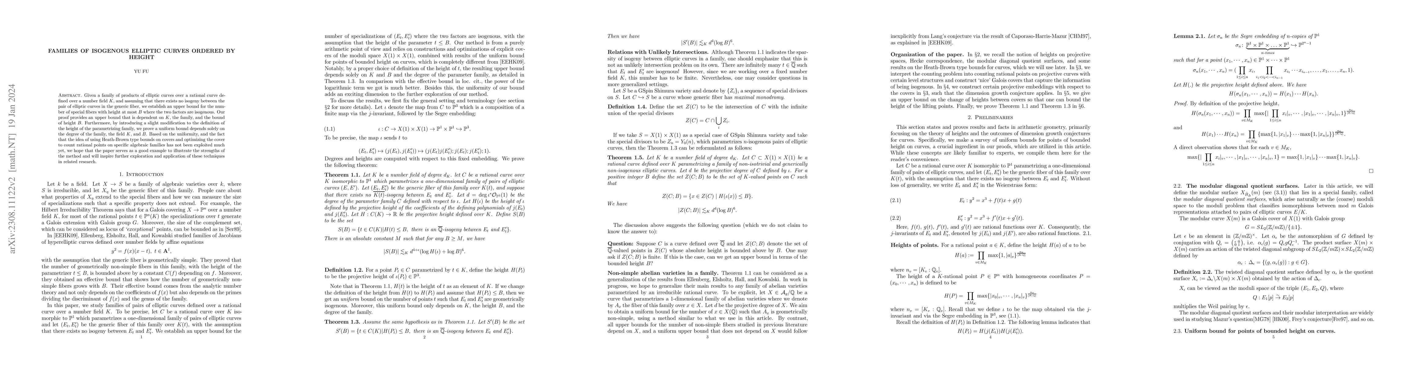 Thumbnail for Families of isogenous elliptic curves ordered by height
