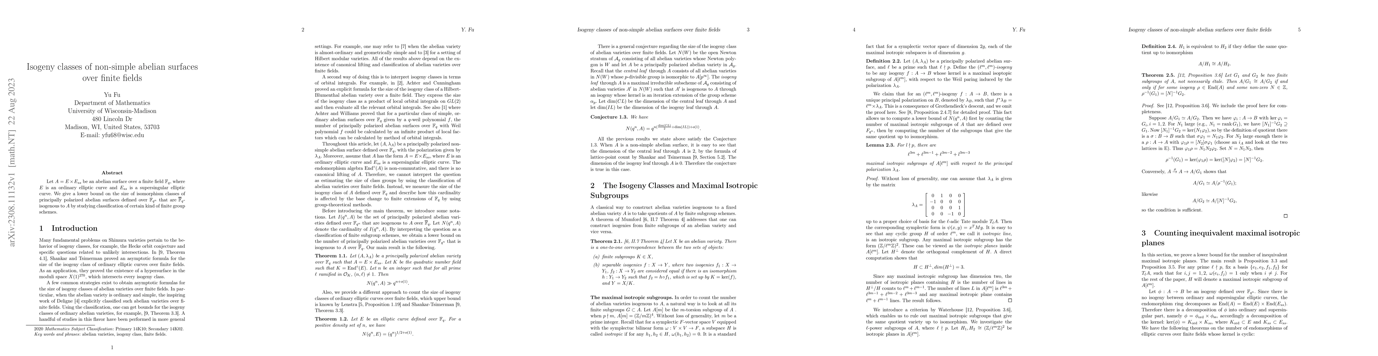 Thumbnail for Isogeny classes of non-simple abelian surfaces over finite fields