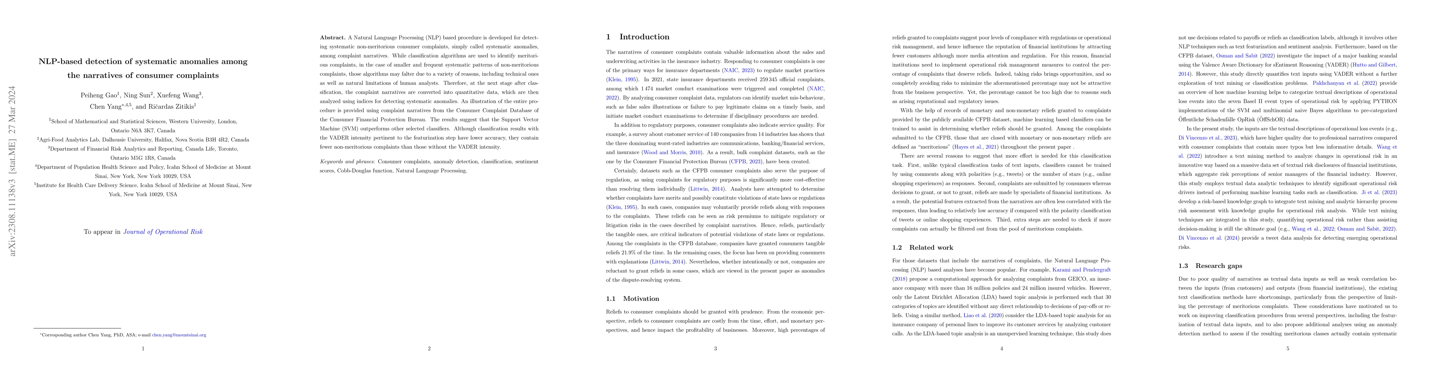 Thumbnail for NLP-based detection of systematic anomalies among the narratives of
  consumer complaints