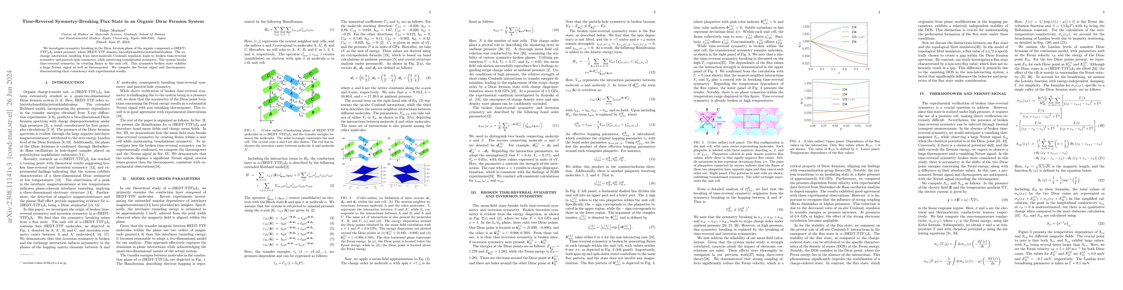 Thumbnail for Time-Reversal Symmetry-Breaking Flux State in an Organic Dirac Fermion
  System