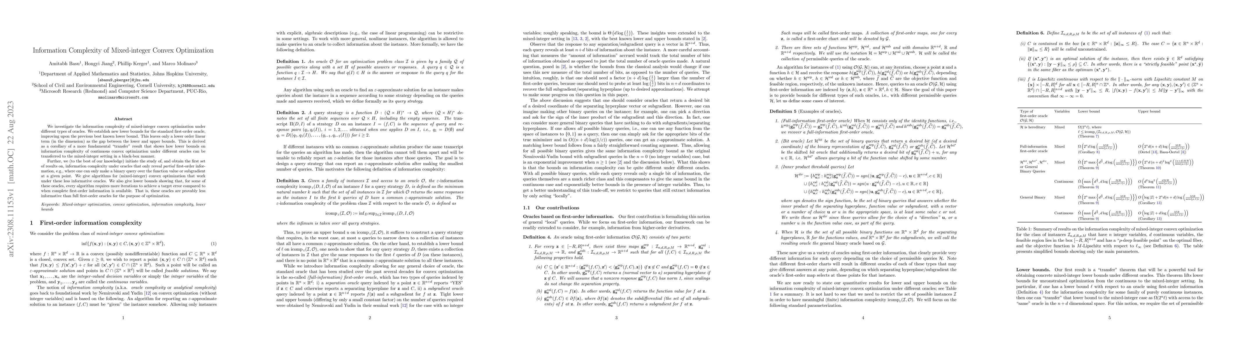 Thumbnail for Information Complexity of Mixed-integer Convex Optimization