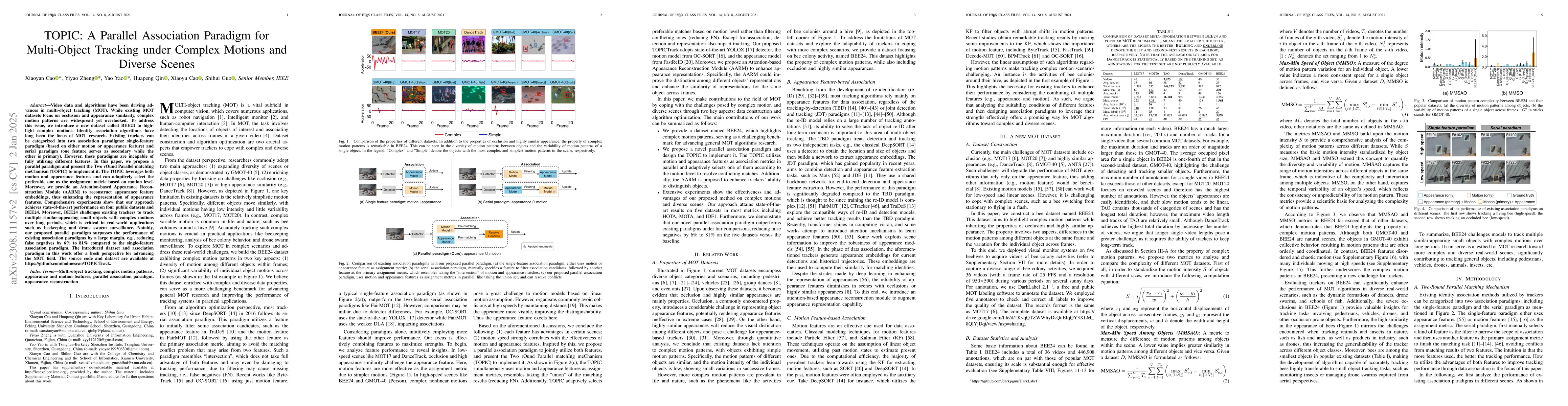 Thumbnail for TOPIC: A Parallel Association Paradigm for Multi-Object Tracking under
  Complex Motions and Diverse Scenes