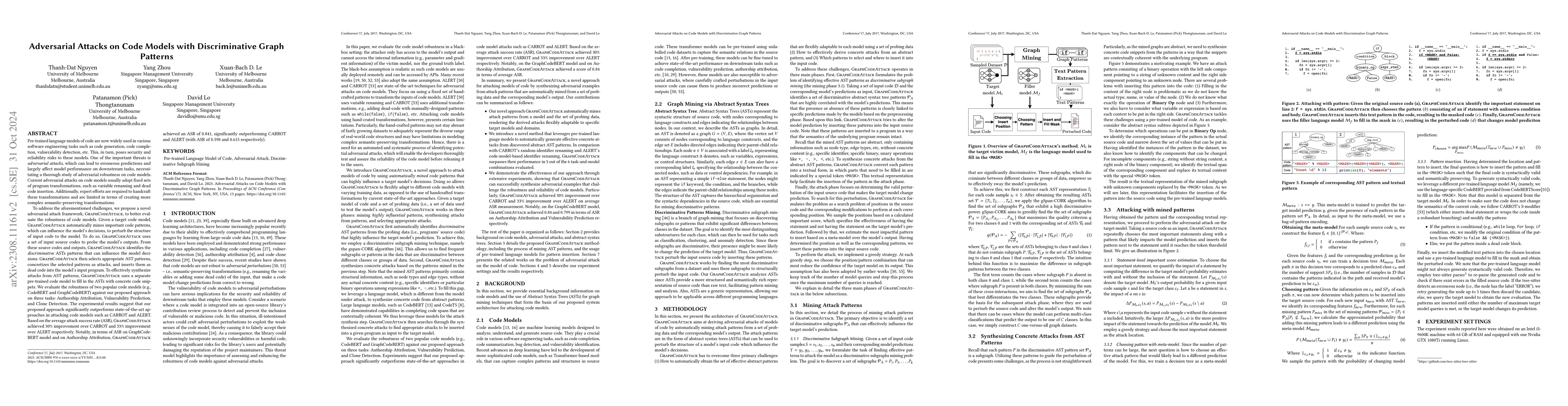 Thumbnail for Adversarial Attacks on Code Models with Discriminative Graph Patterns