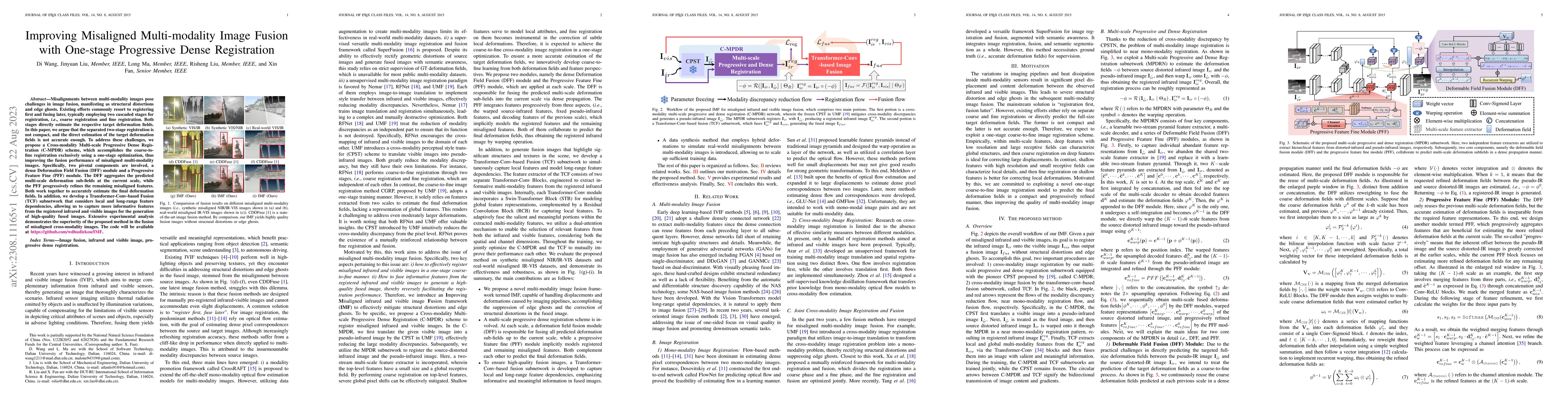 Thumbnail for Improving Misaligned Multi-modality Image Fusion with One-stage
  Progressive Dense Registration