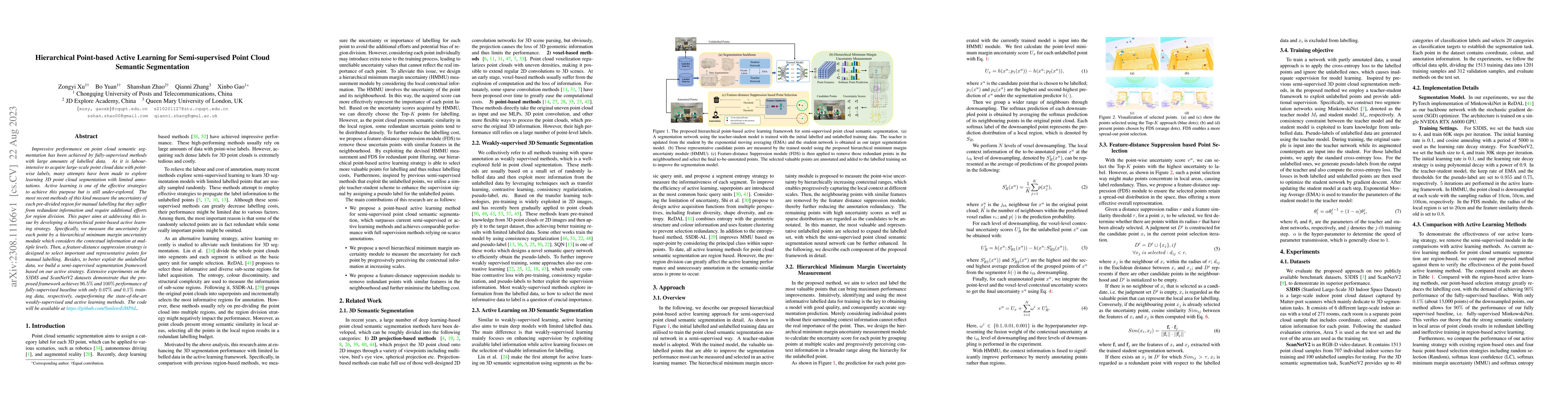 Thumbnail for Hierarchical Point-based Active Learning for Semi-supervised Point Cloud
  Semantic Segmentation