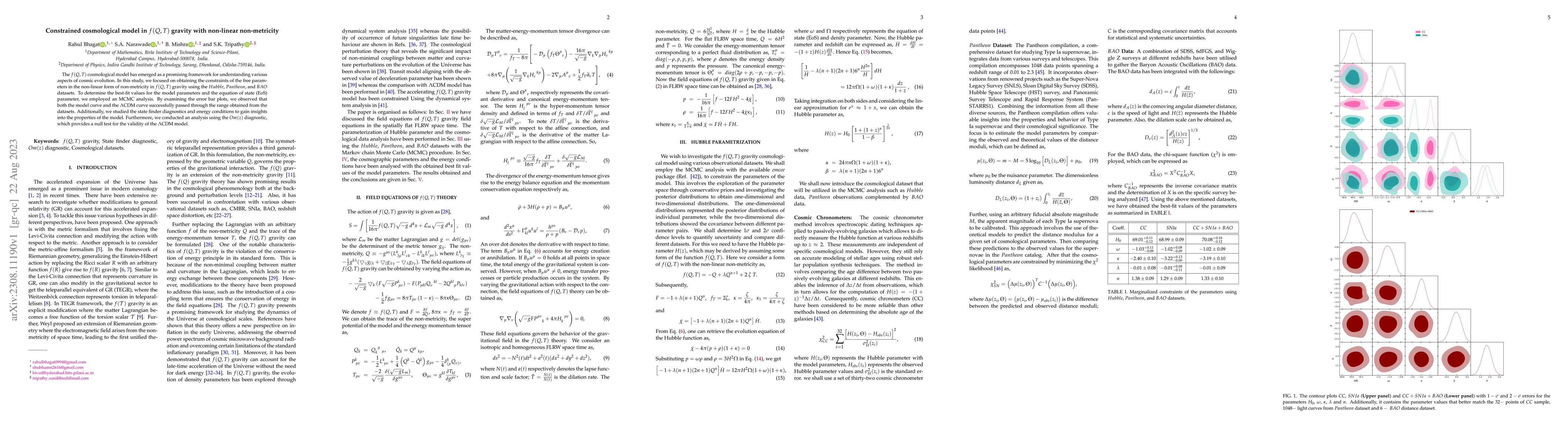 Thumbnail for Constrained cosmological model in $f(Q,T)$ gravity with non-linear
  non-metricity