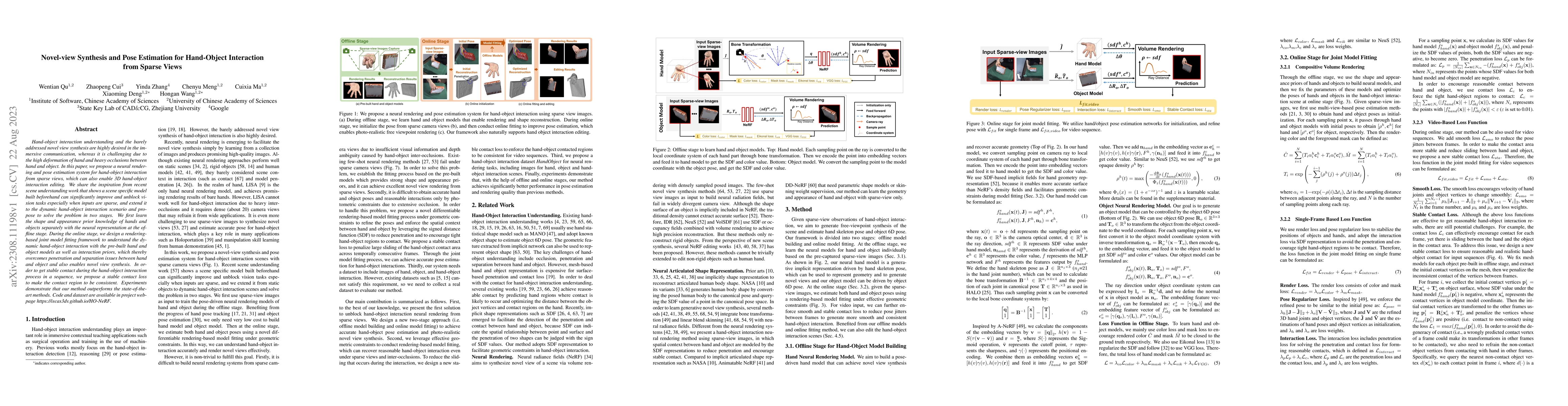 Thumbnail for Novel-view Synthesis and Pose Estimation for Hand-Object Interaction
  from Sparse Views