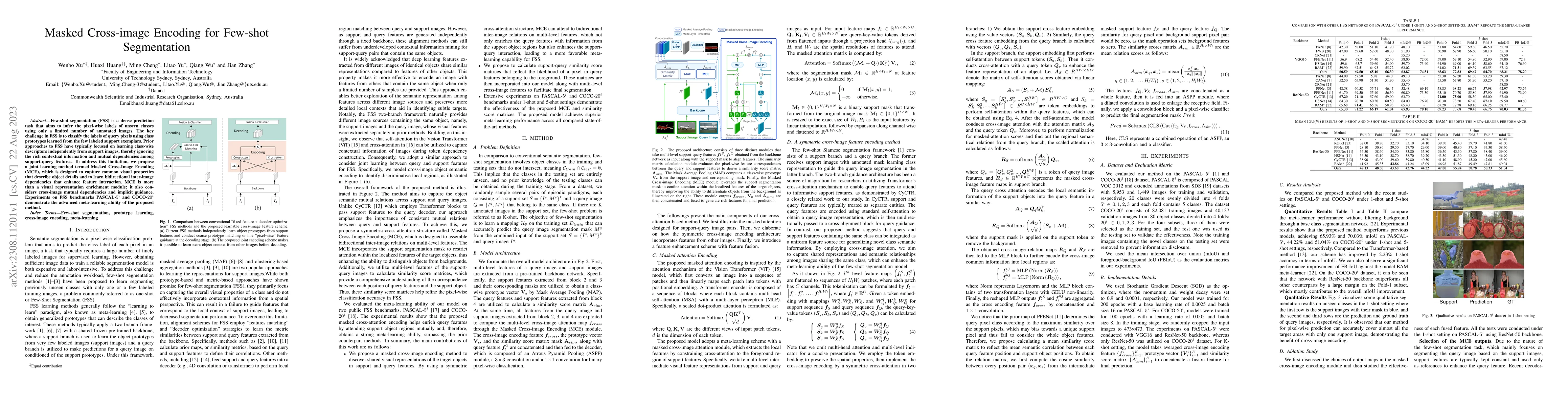 Thumbnail for Masked Cross-image Encoding for Few-shot Segmentation