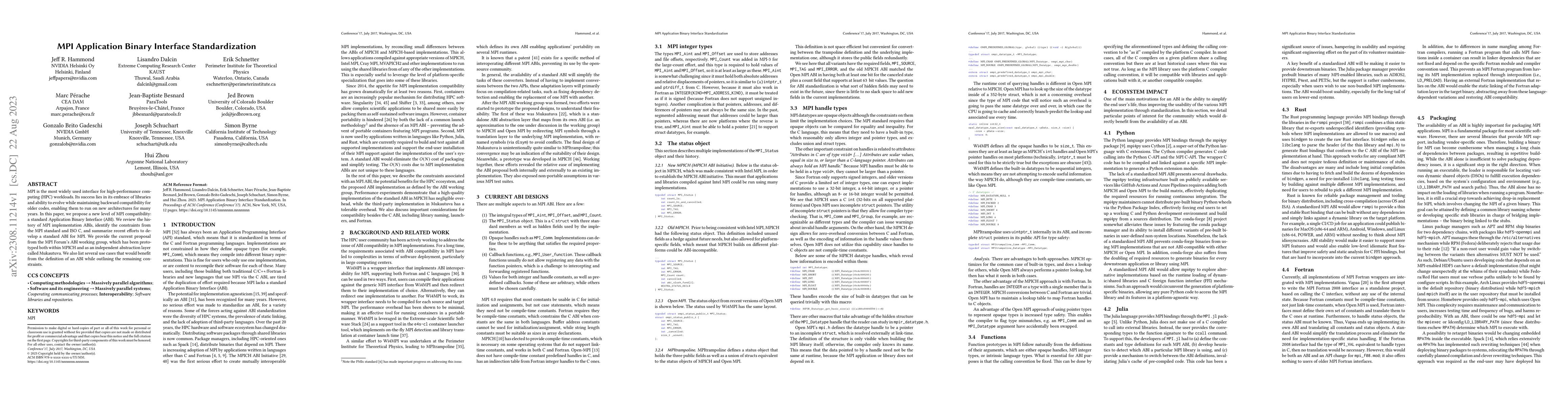 Thumbnail for MPI Application Binary Interface Standardization