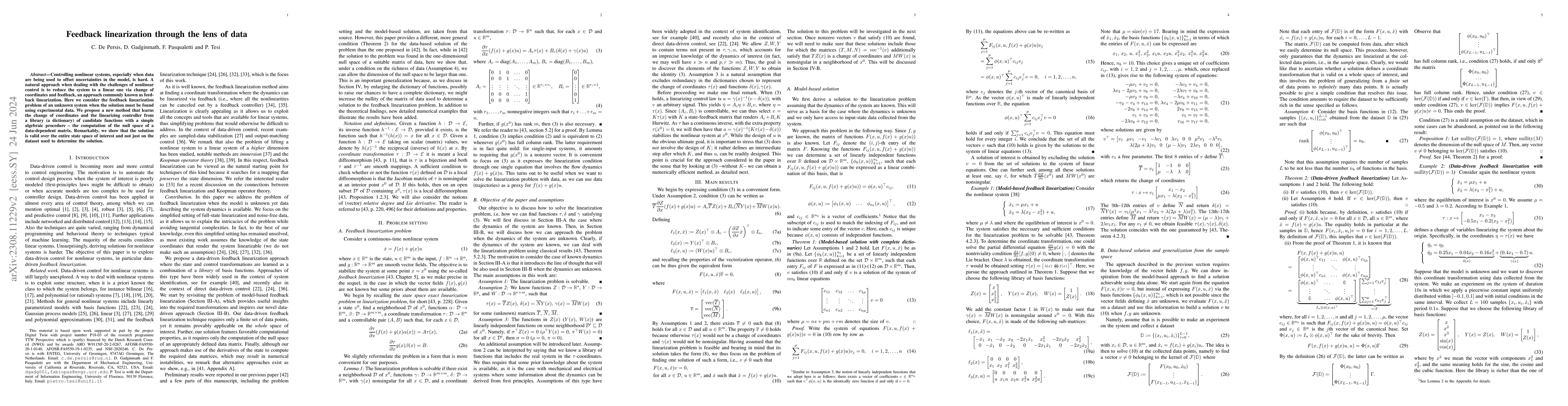 Thumbnail for Feedback linearization through the lens of data