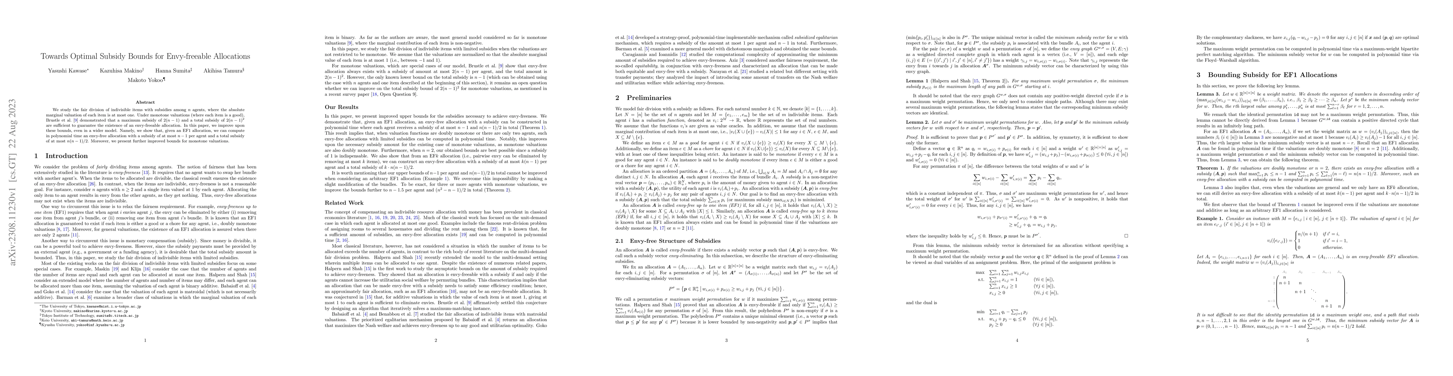 Thumbnail for Towards Optimal Subsidy Bounds for Envy-freeable Allocations