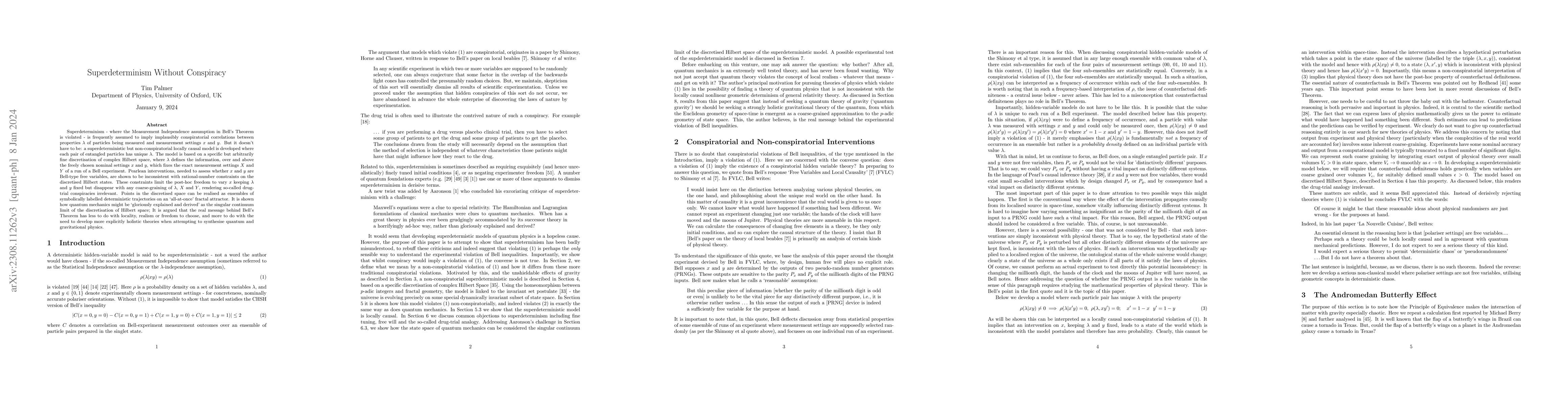 Thumbnail for Superdeterminism Without Conspiracy