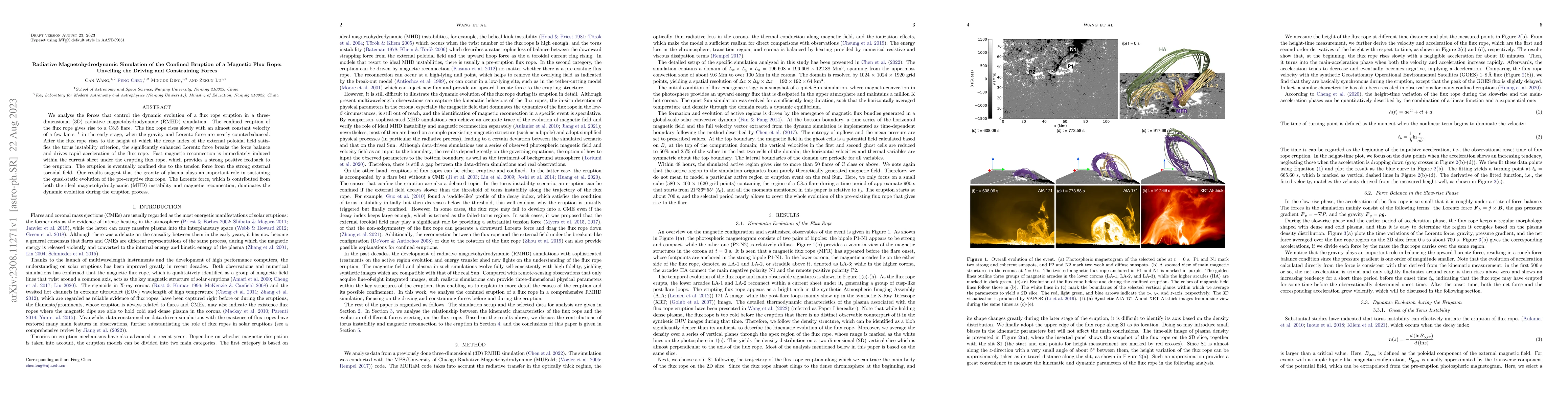 Thumbnail for Radiative Magnetohydrodynamic Simulation of the Confined Eruption of a
  Magnetic Flux Rope: Unveiling the Driving and Constraining Forces