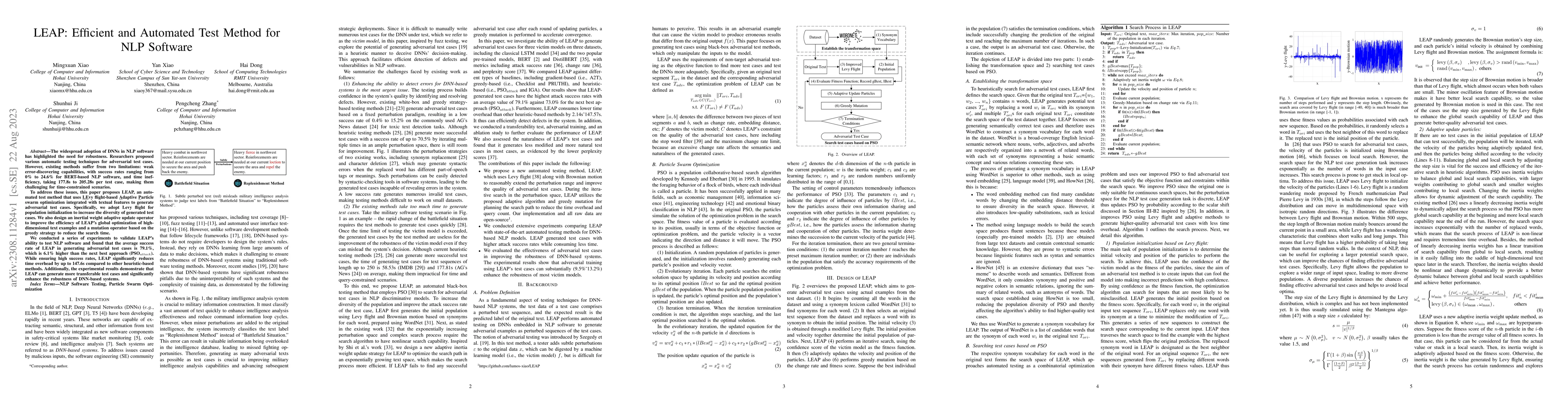 Thumbnail for LEAP: Efficient and Automated Test Method for NLP Software