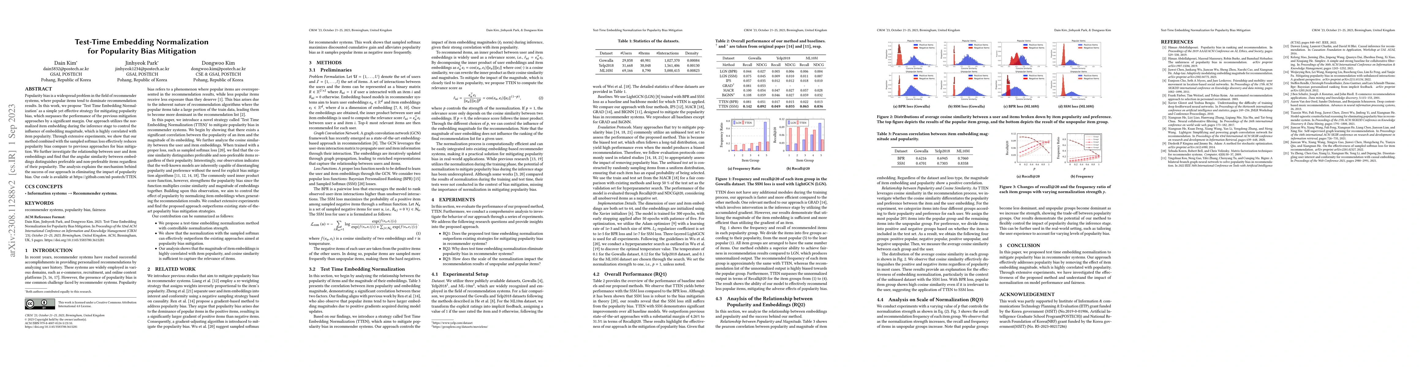 Thumbnail for Test Time Embedding Normalization for Popularity Bias Mitigation