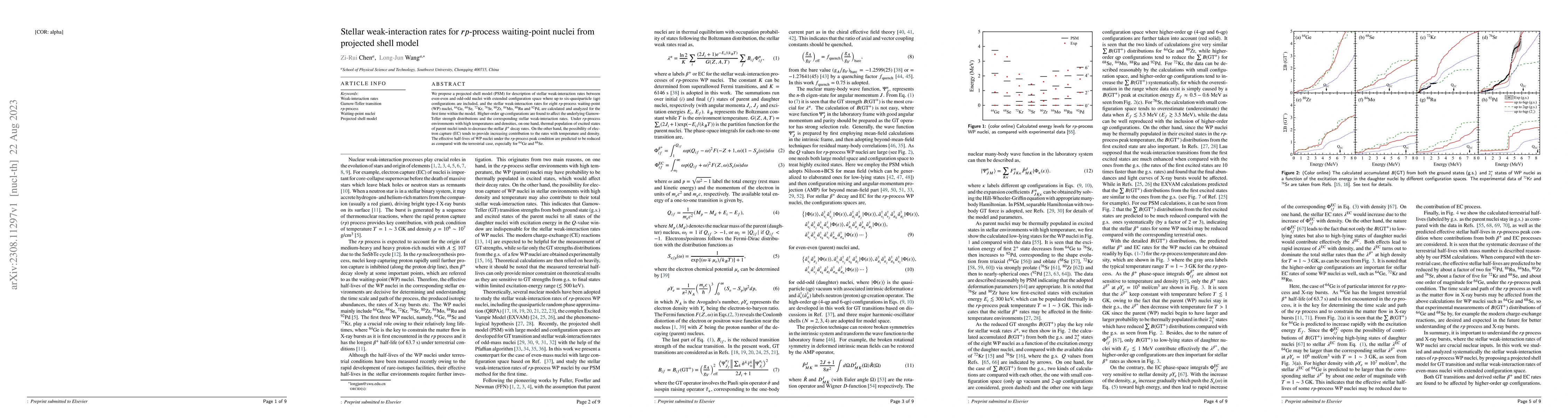 Thumbnail for Stellar weak-interaction rates for $rp$-process waiting-point nuclei
  from projected shell model