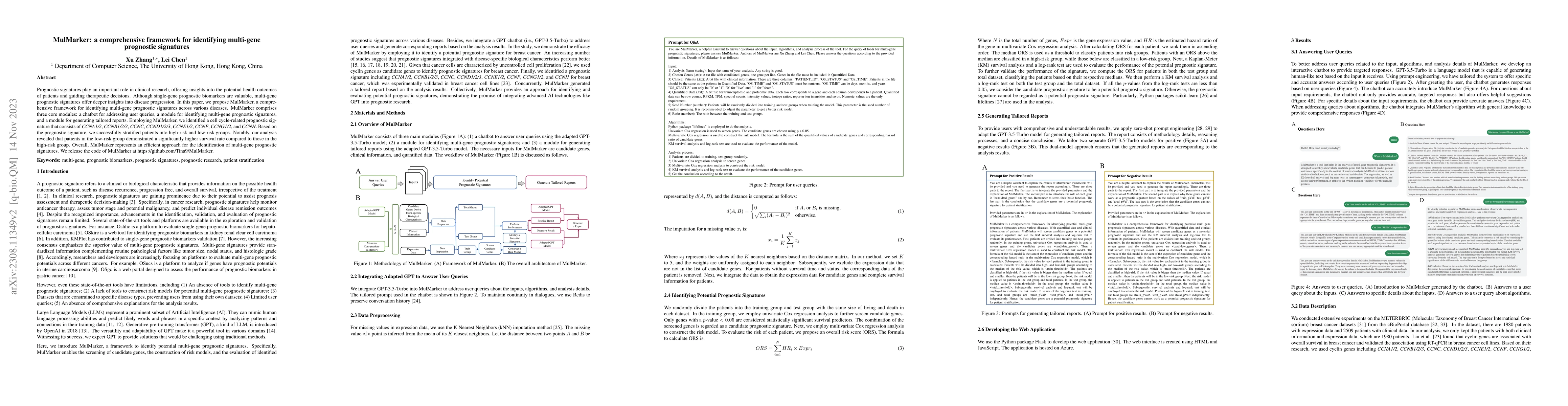 Thumbnail for MulMarker: a comprehensive framework for identifying multi-gene
  prognostic signatures