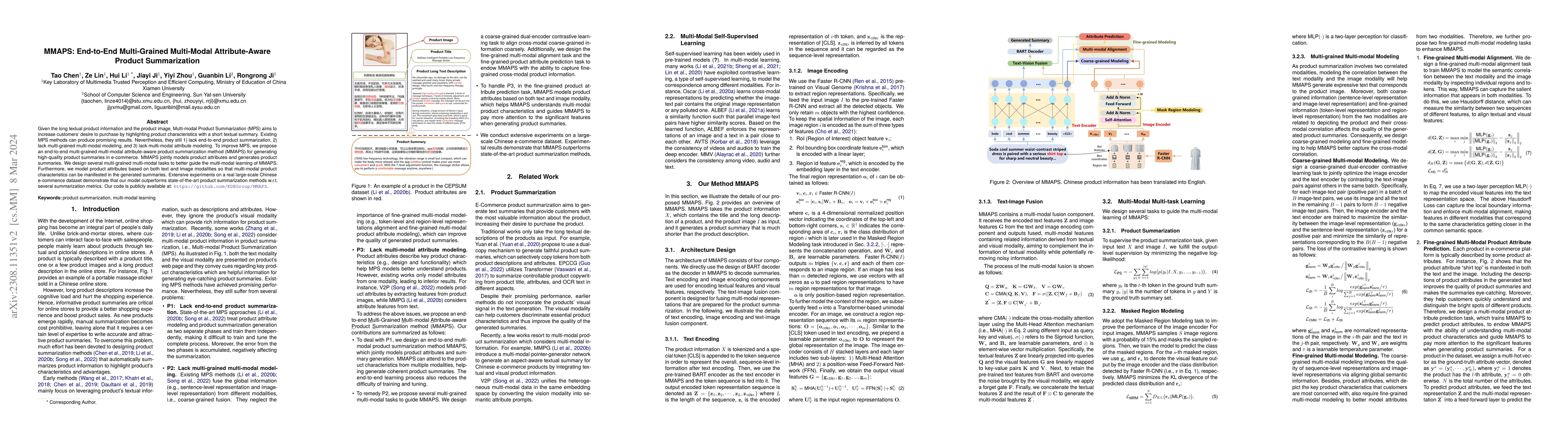 Thumbnail for MMAPS: End-to-End Multi-Grained Multi-Modal Attribute-Aware Product
  Summarization