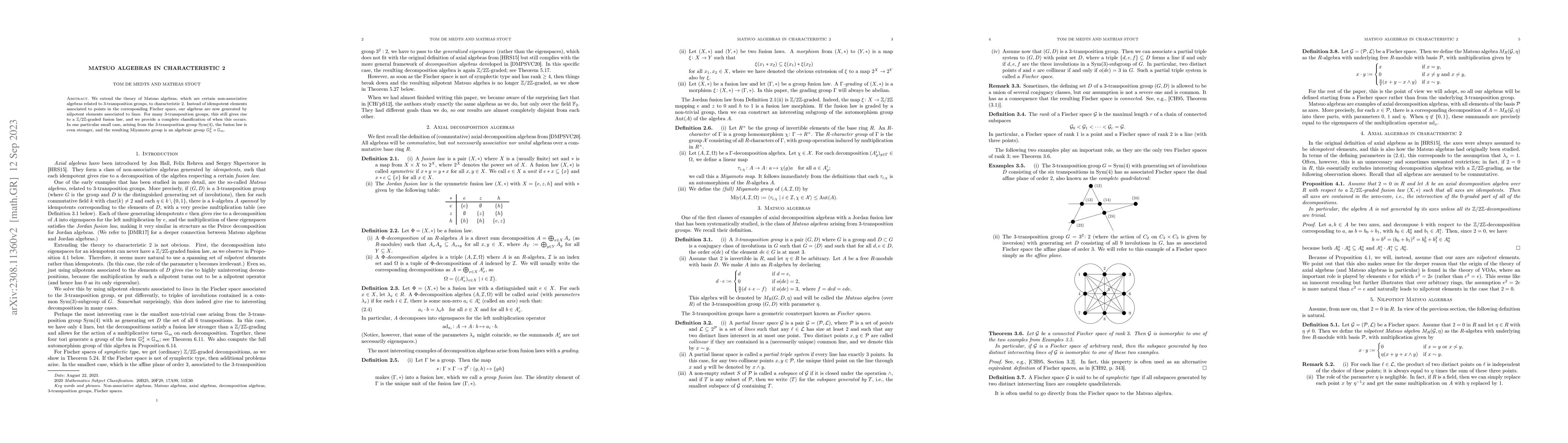 Thumbnail for Matsuo algebras in characteristic 2