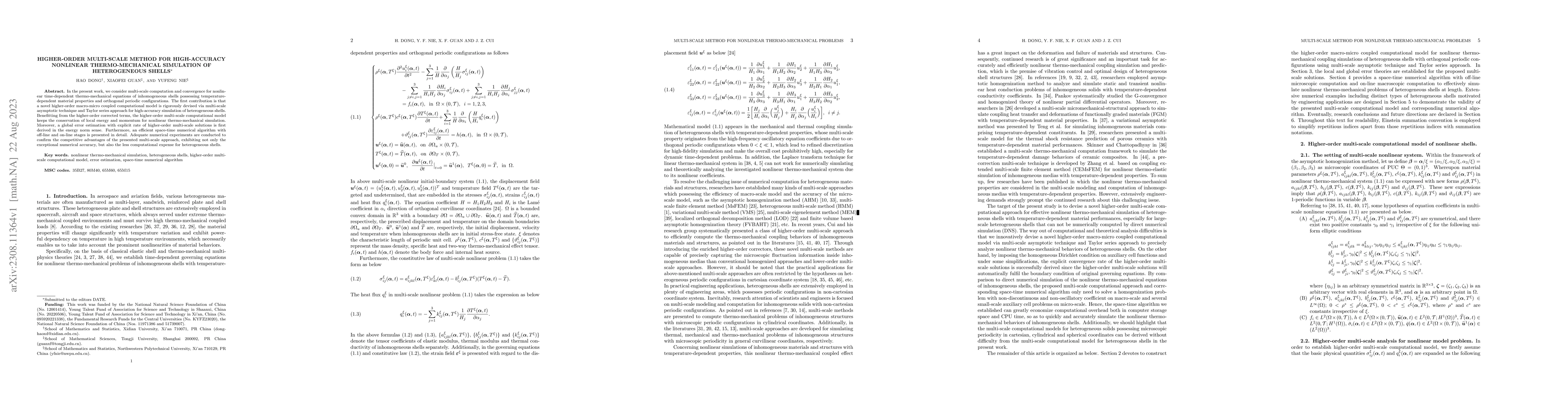 Thumbnail for Higher-order multi-scale method for high-accuracy nonlinear
  thermo-mechanical simulation of heterogeneous shells
