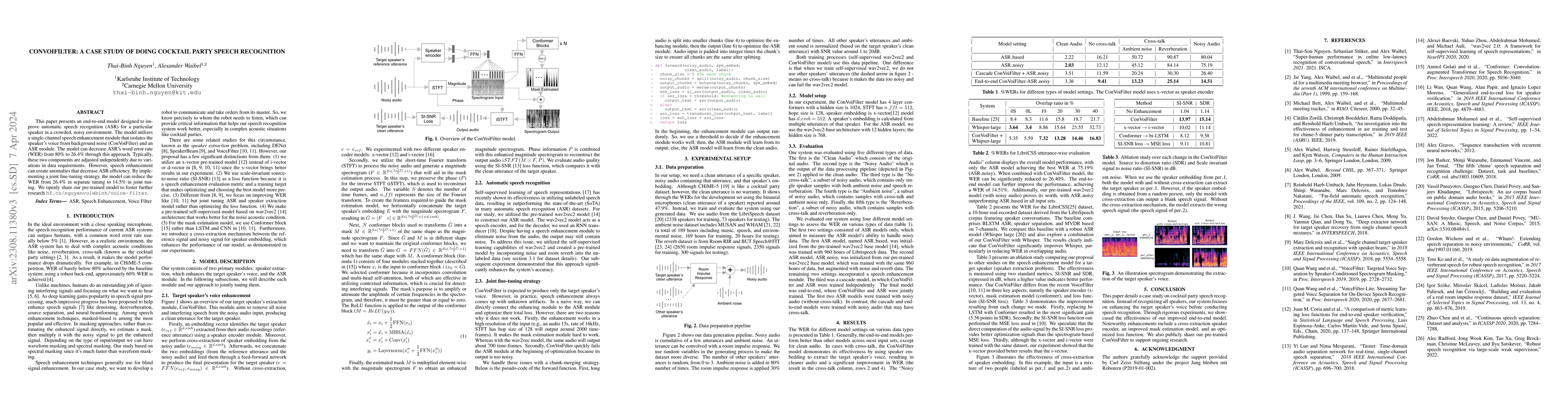 Thumbnail for Convoifilter: A case study of doing cocktail party speech recognition