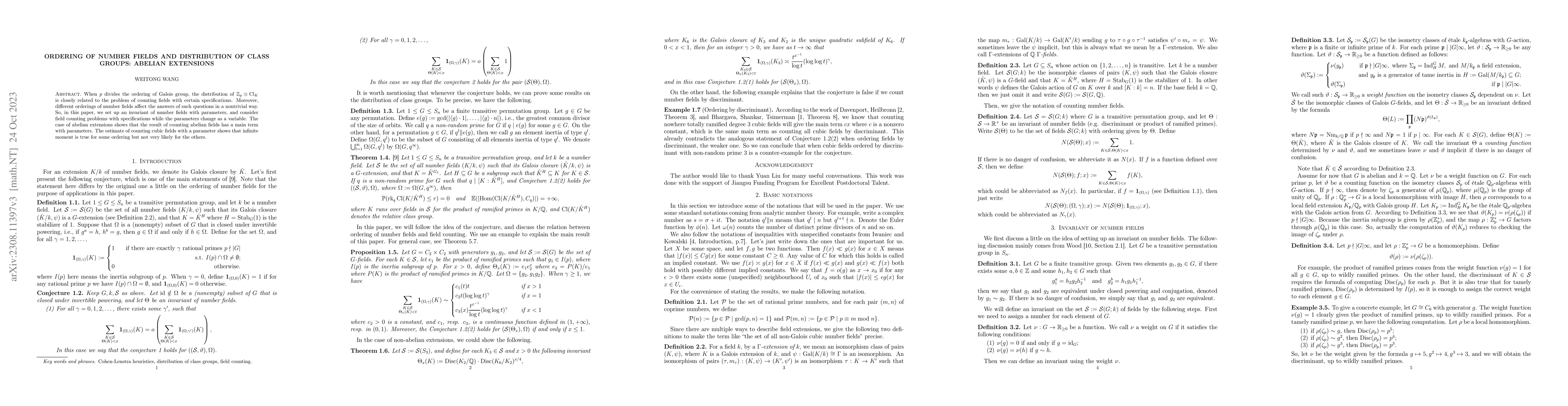 Thumbnail for Ordering of number fields and distribution of class groups