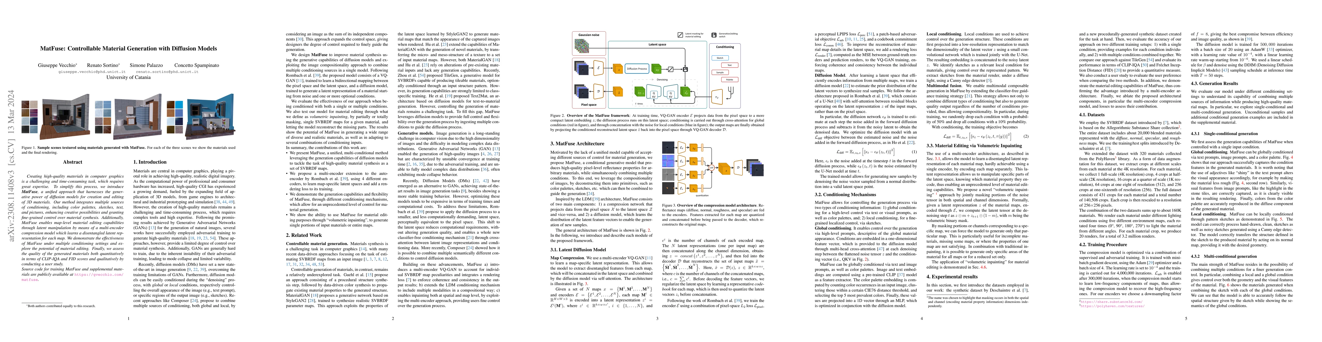Thumbnail for MatFuse: Controllable Material Generation with Diffusion Models