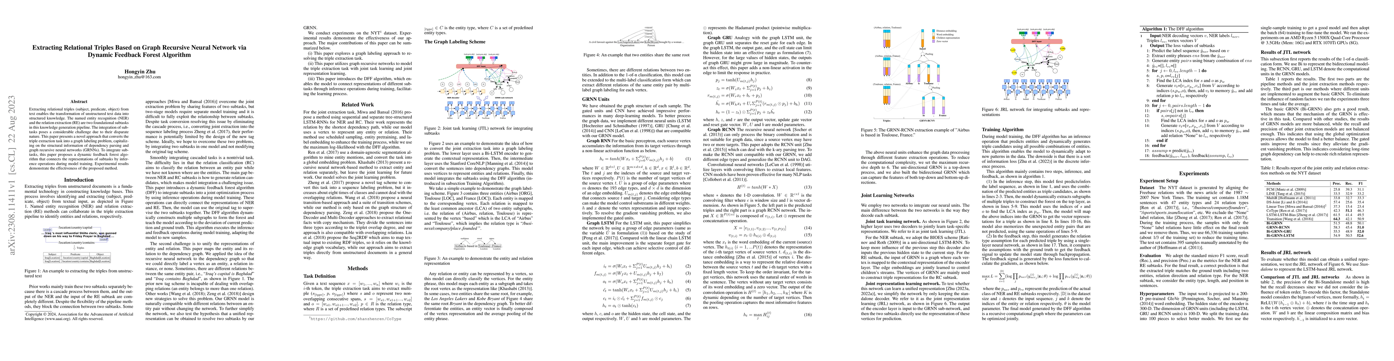 Thumbnail for Extracting Relational Triples Based on Graph Recursive Neural Network
  via Dynamic Feedback Forest Algorithm