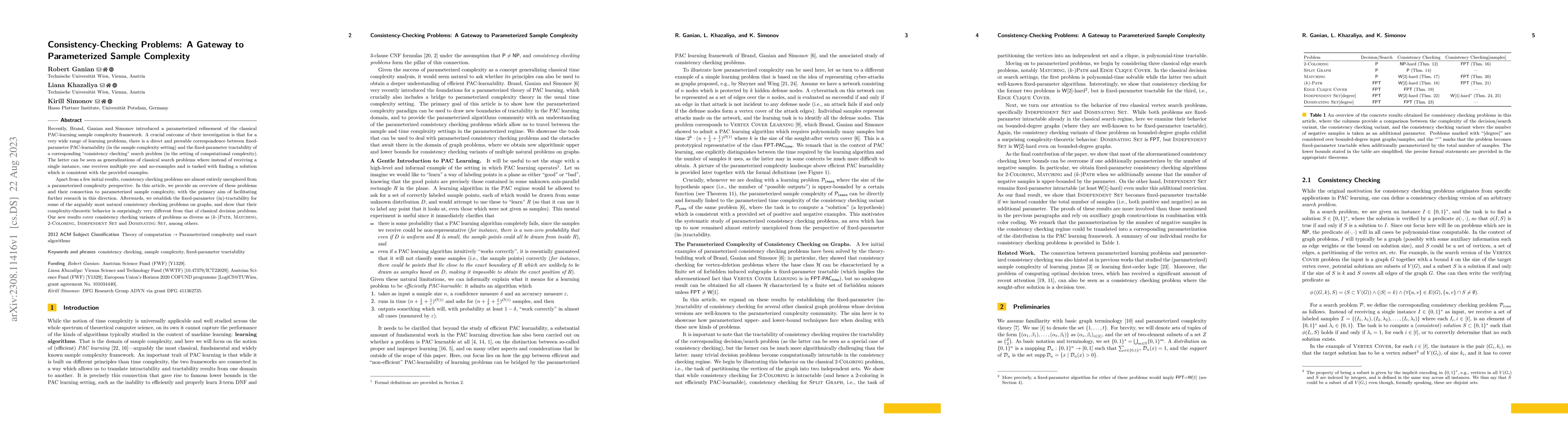 Thumbnail for Consistency-Checking Problems: A Gateway to Parameterized Sample
  Complexity