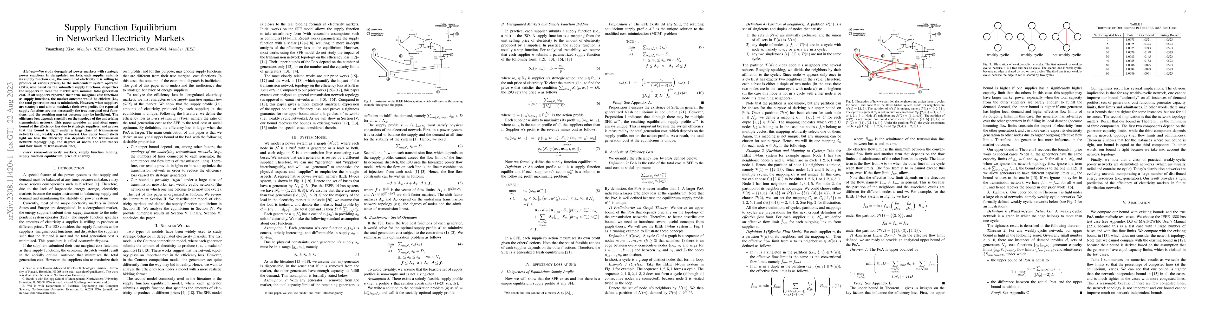 Thumbnail for Supply Function Equilibrium in Networked Electricity Markets