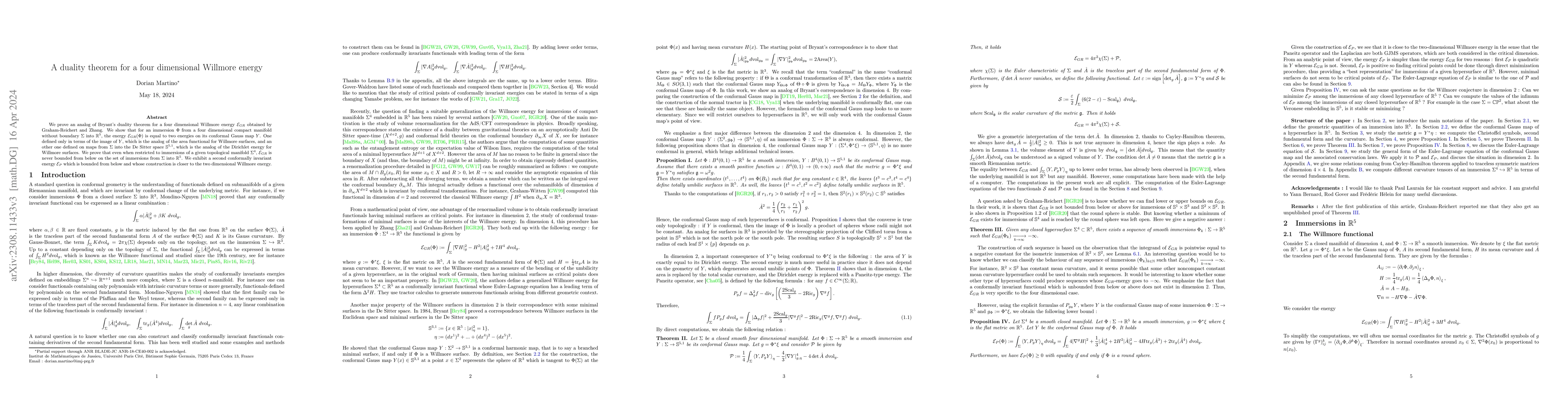 Thumbnail for A duality theorem for a four dimensional Willmore energy
