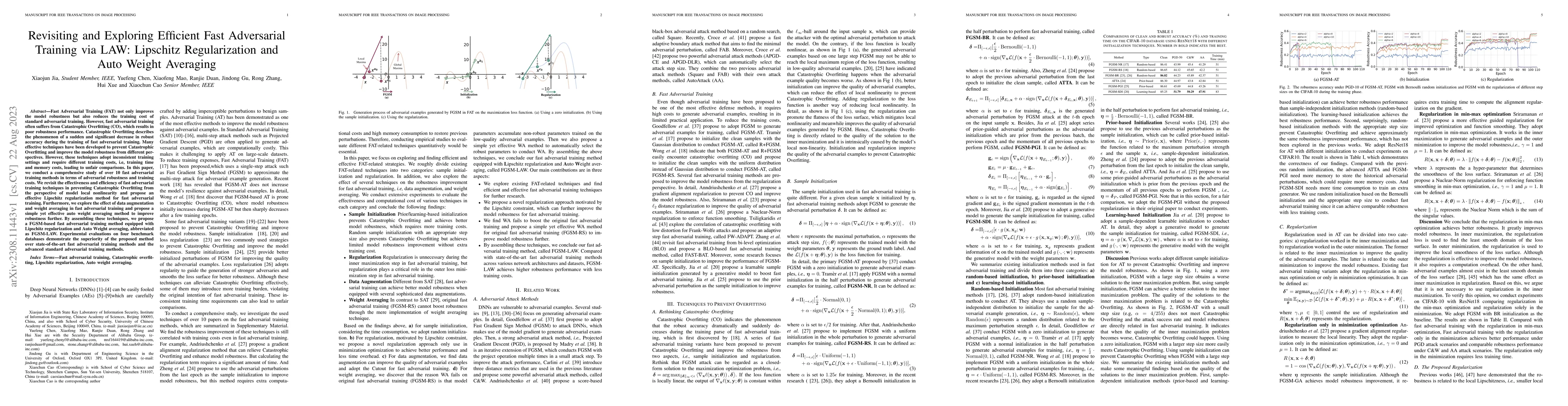 Thumbnail for Revisiting and Exploring Efficient Fast Adversarial Training via LAW:
  Lipschitz Regularization and Auto Weight Averaging