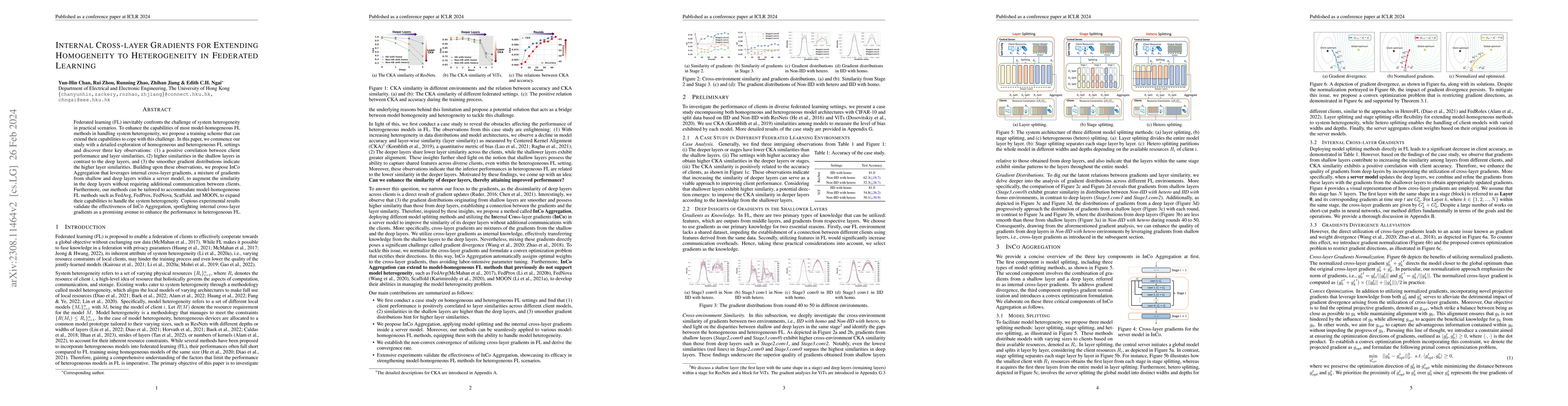 Thumbnail for Internal Cross-layer Gradients for Extending Homogeneity to
  Heterogeneity in Federated Learning
