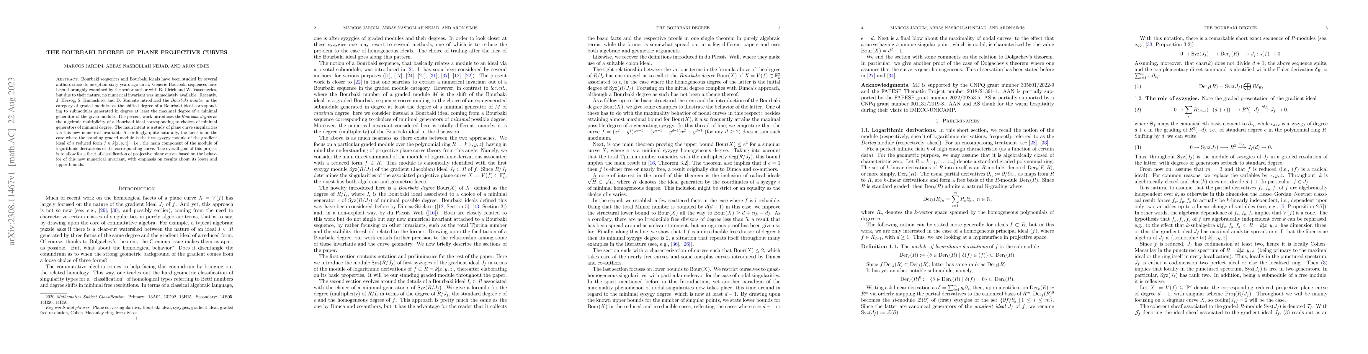 Thumbnail for The Bourbaki Degree of Plane Projective Curves