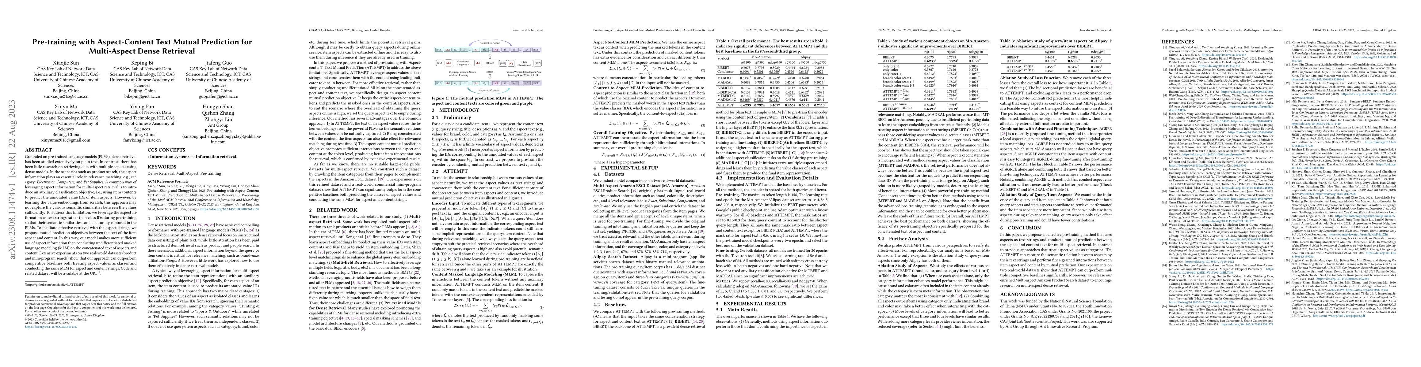 Thumbnail for Pre-training with Aspect-Content Text Mutual Prediction for Multi-Aspect
  Dense Retrieval