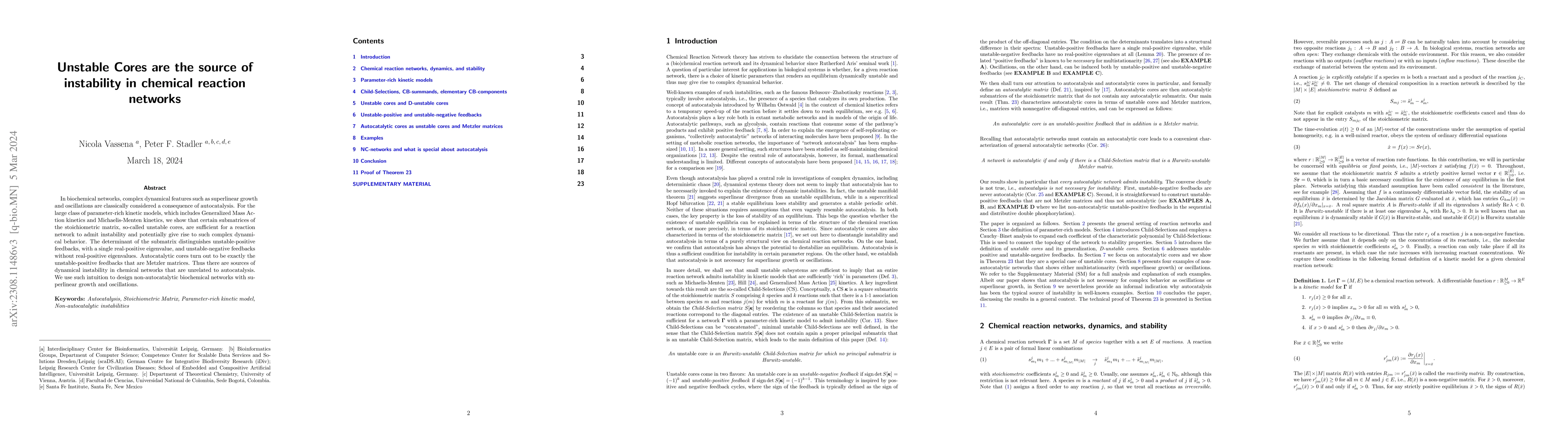 Thumbnail for Unstable Cores are the source of instability in chemical reaction
  networks