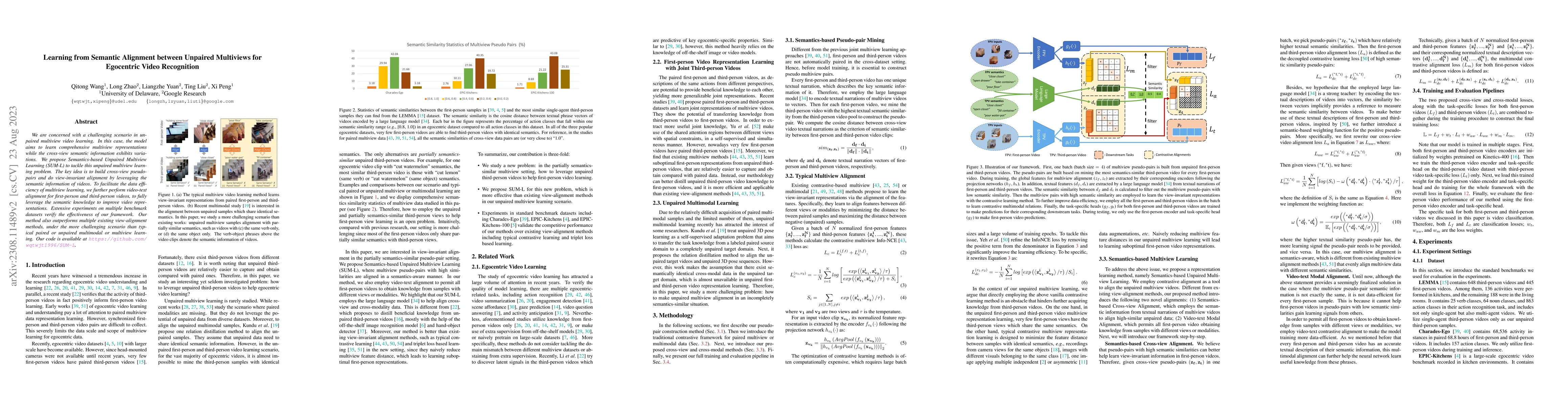 Thumbnail for Learning from Semantic Alignment between Unpaired Multiviews for
  Egocentric Video Recognition
